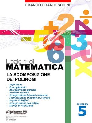 cover image of Lezioni di Matematica 5--La Scomposizione dei Polinomi